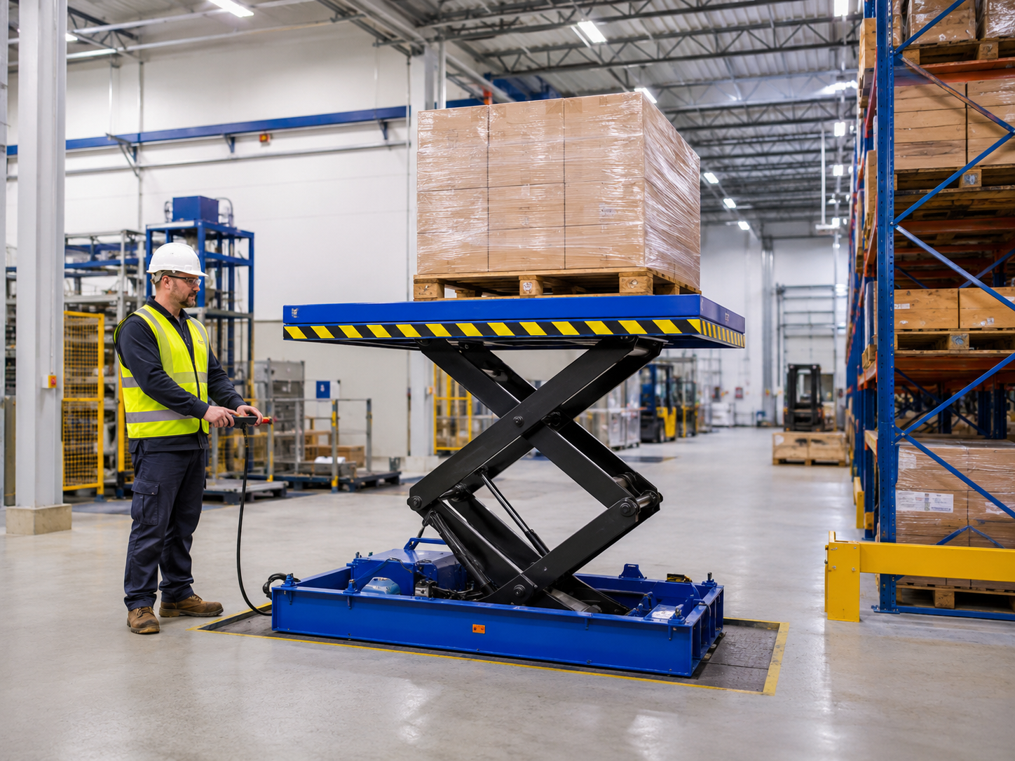 Electric lift platform for warehouse and workshop