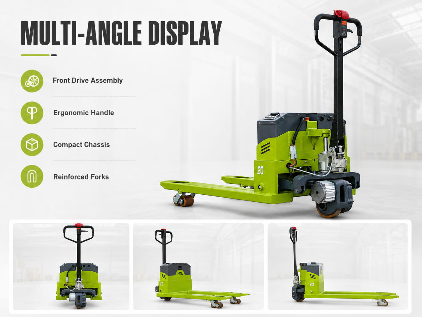 CTX-30B Semi-Electric Pallet Truck Multi Angle Electric Pallet Truck Display