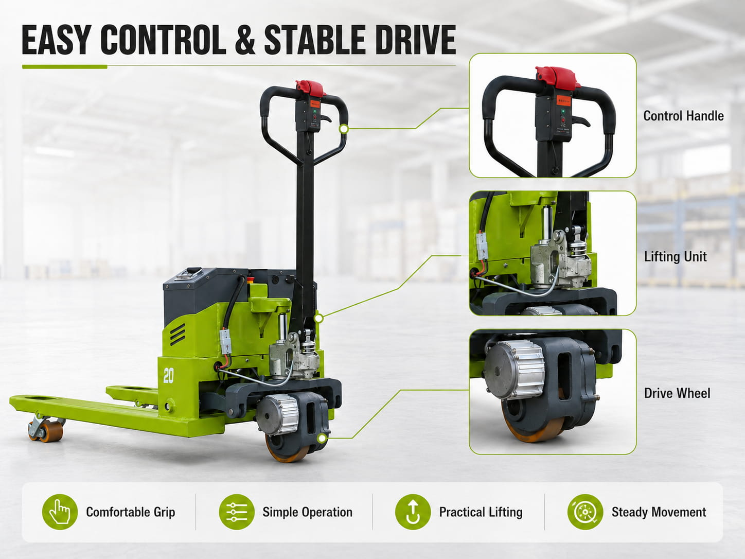 CTX-30B Semi-Electric Pallet Truck Easy Control Electric Pallet Truck