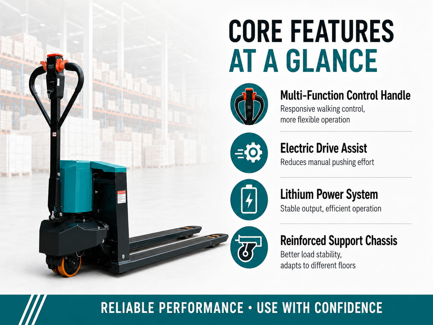 Core Features Electric Pallet Truck