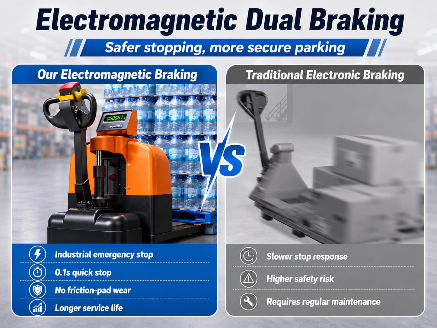 Electromagnetic Dual Braking Electric Pallet Truck
