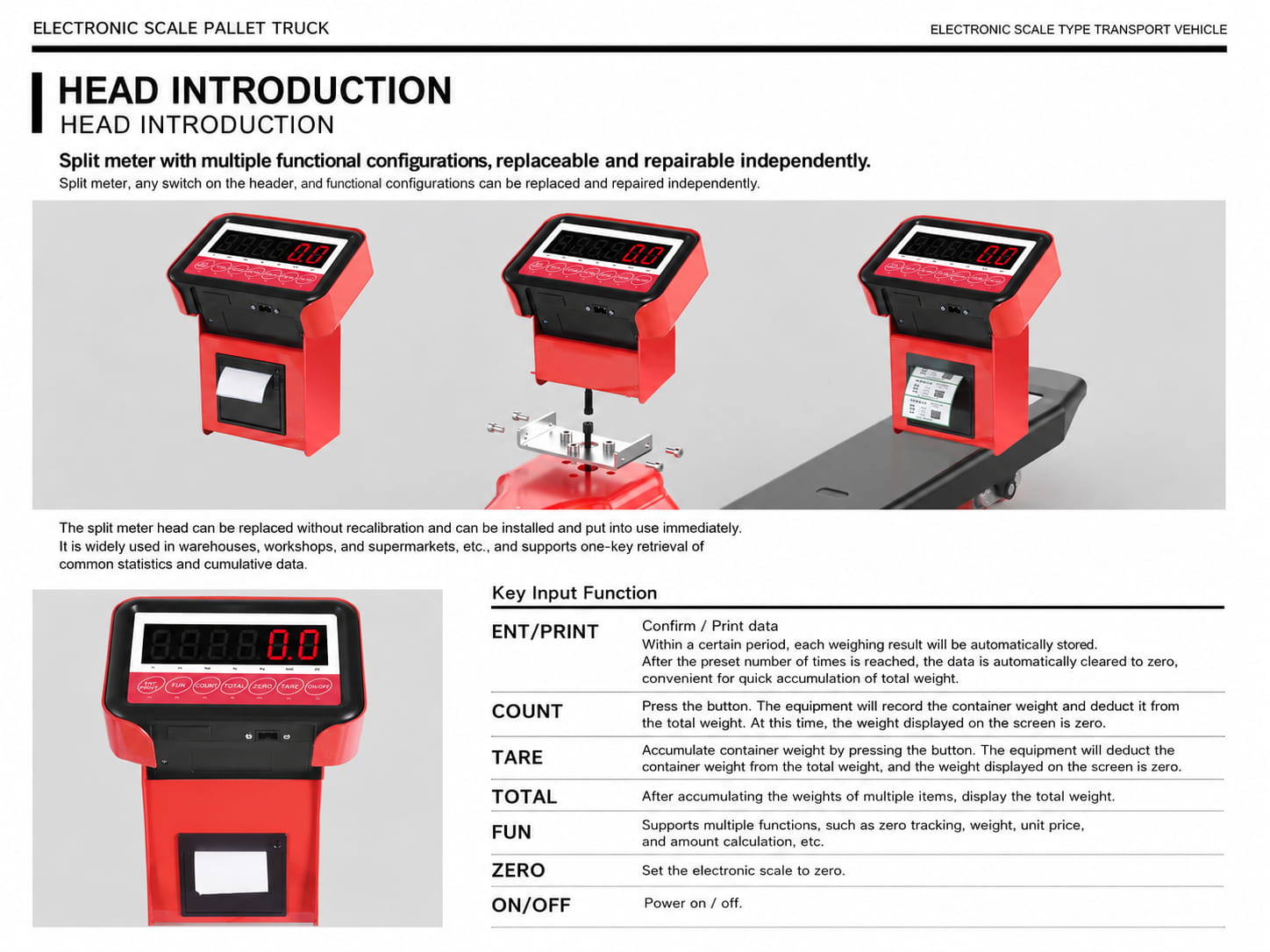 LCD weighing meter for electronic scale pallet truck