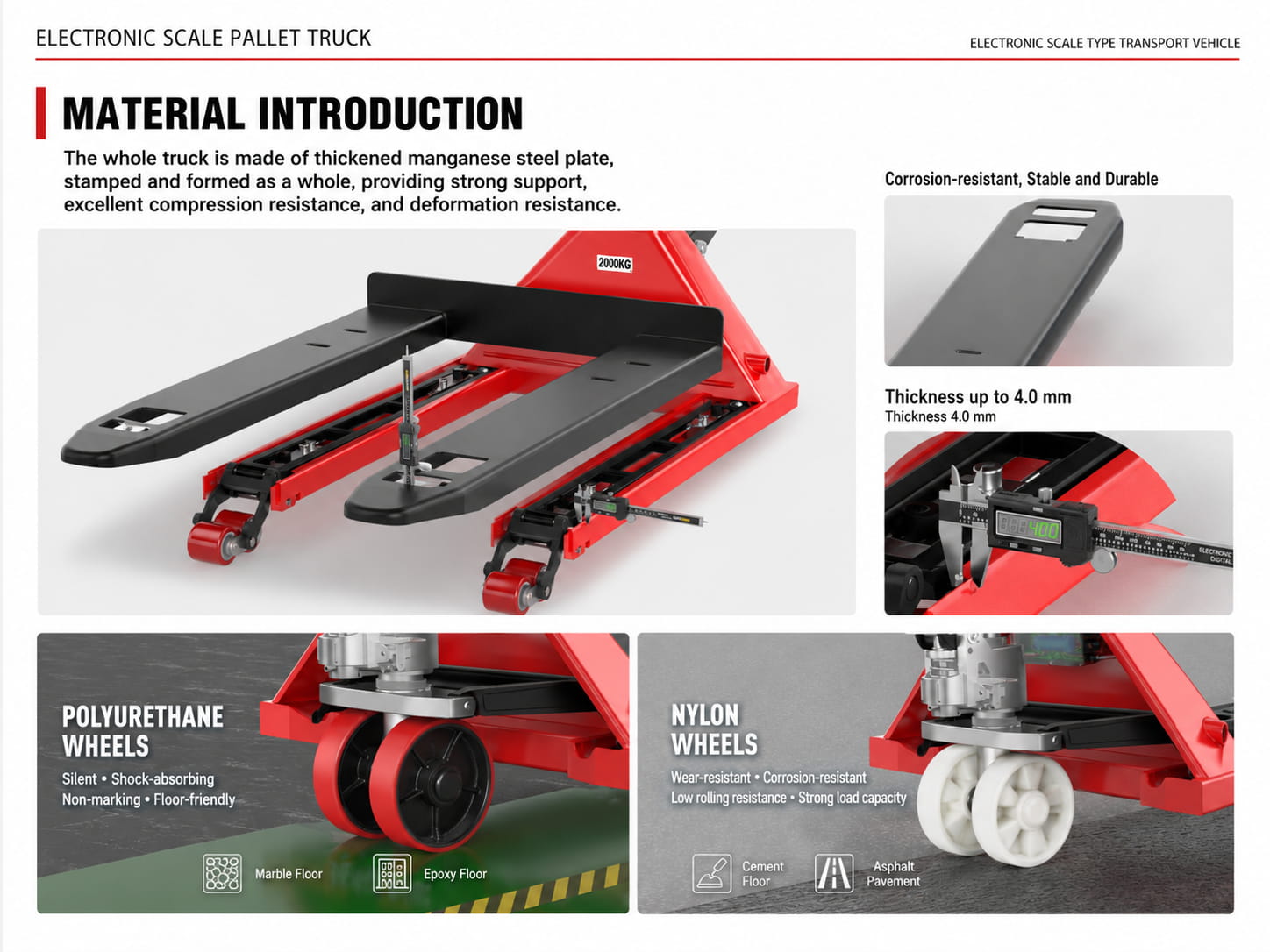 Thickened steel frame electronic scale pallet truck