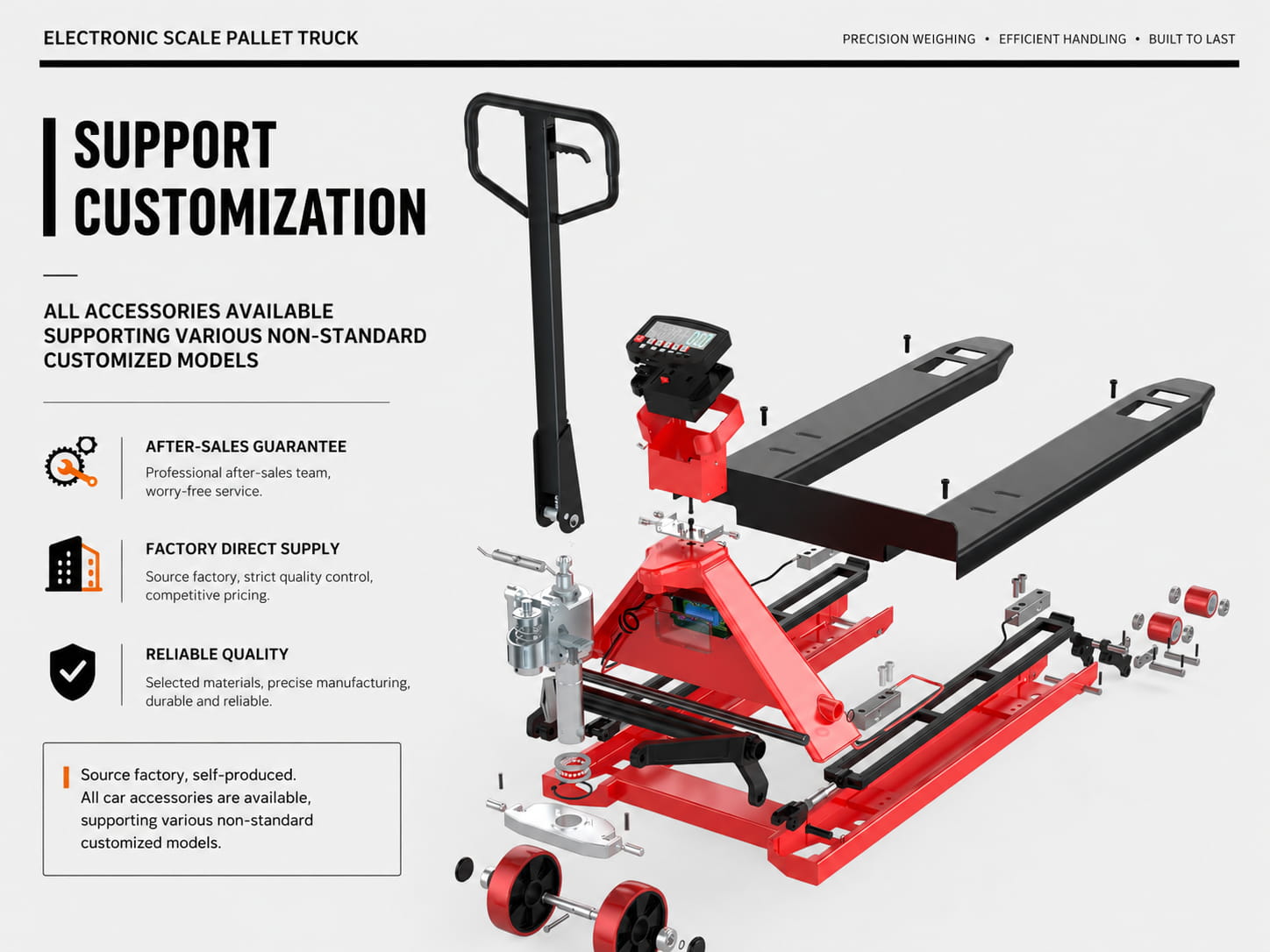 Custom support electronic scale pallet truck