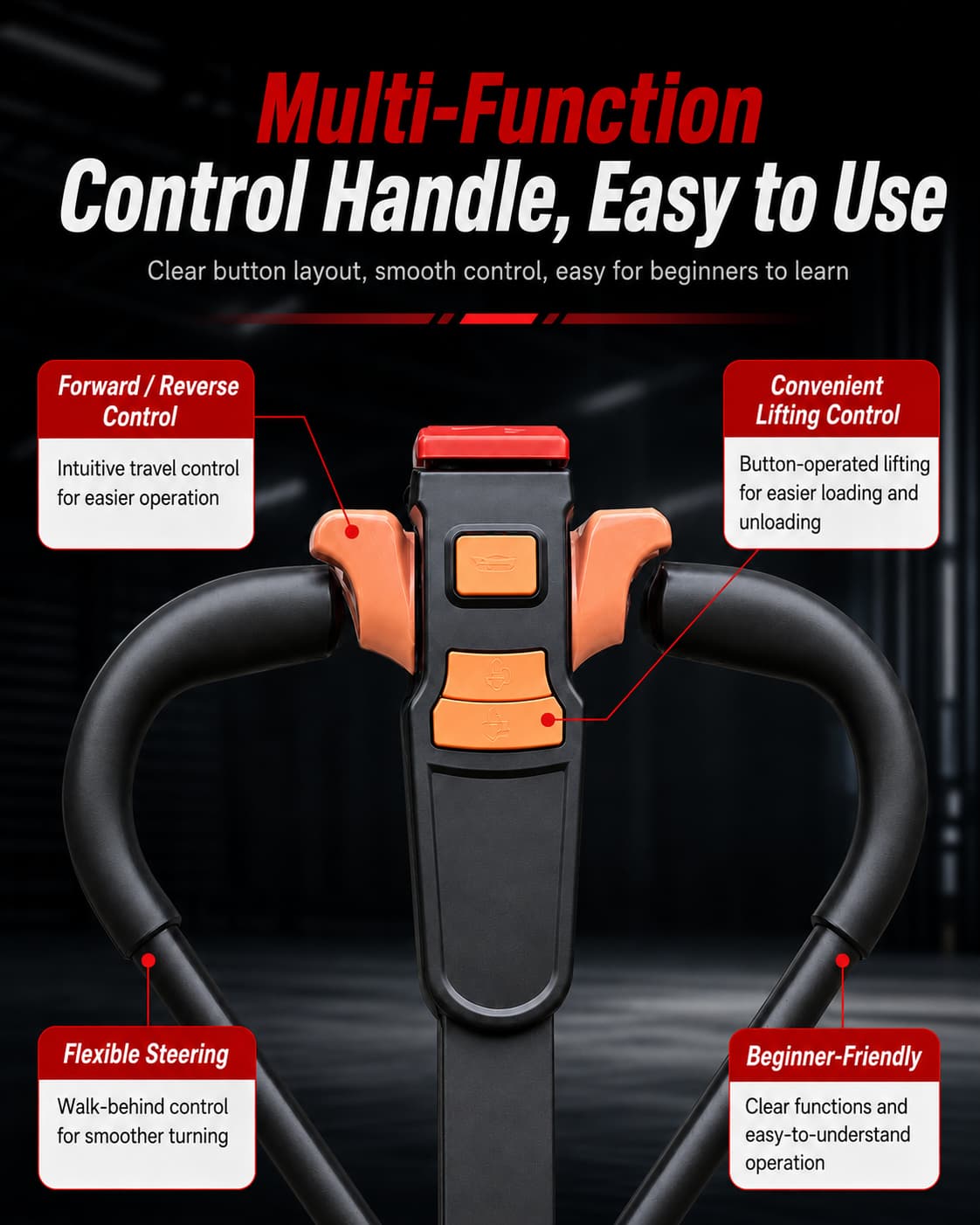 The New Electric Pallet Truck Multi Function Control Handle Easy To Use