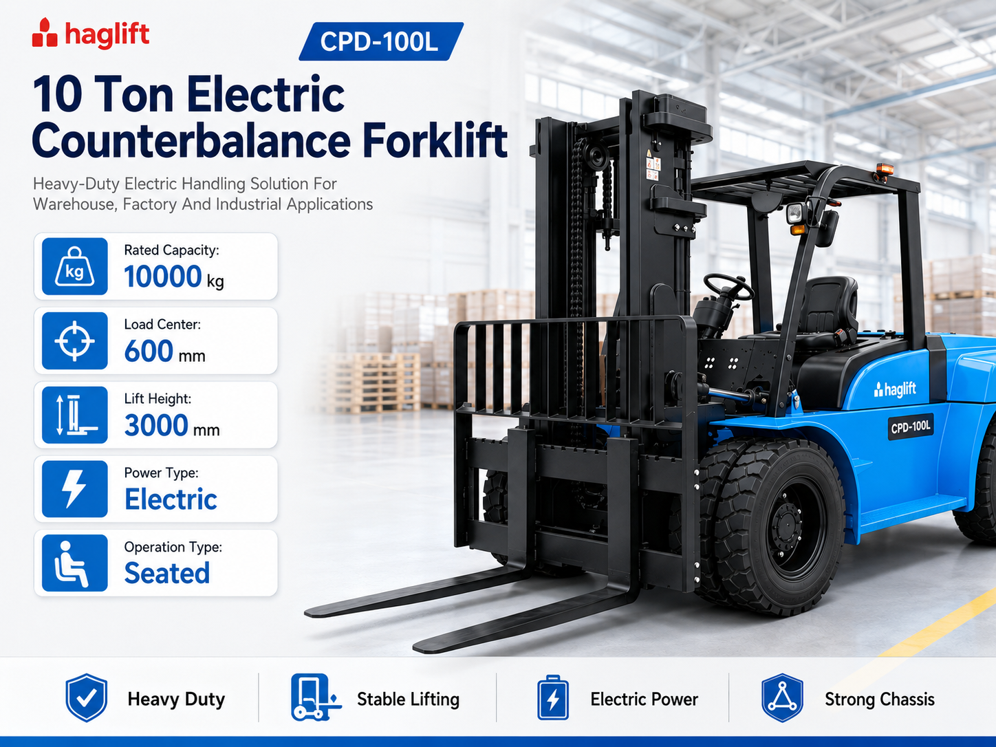 10 Ton Electric Counterbalance Forklift