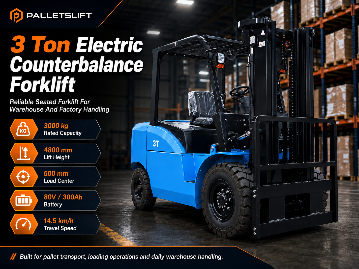 3 Ton Electric Counterbalance Forklift Main Features