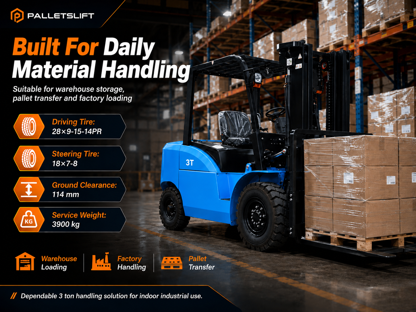 Daily Material Handling 3 Ton Forklift