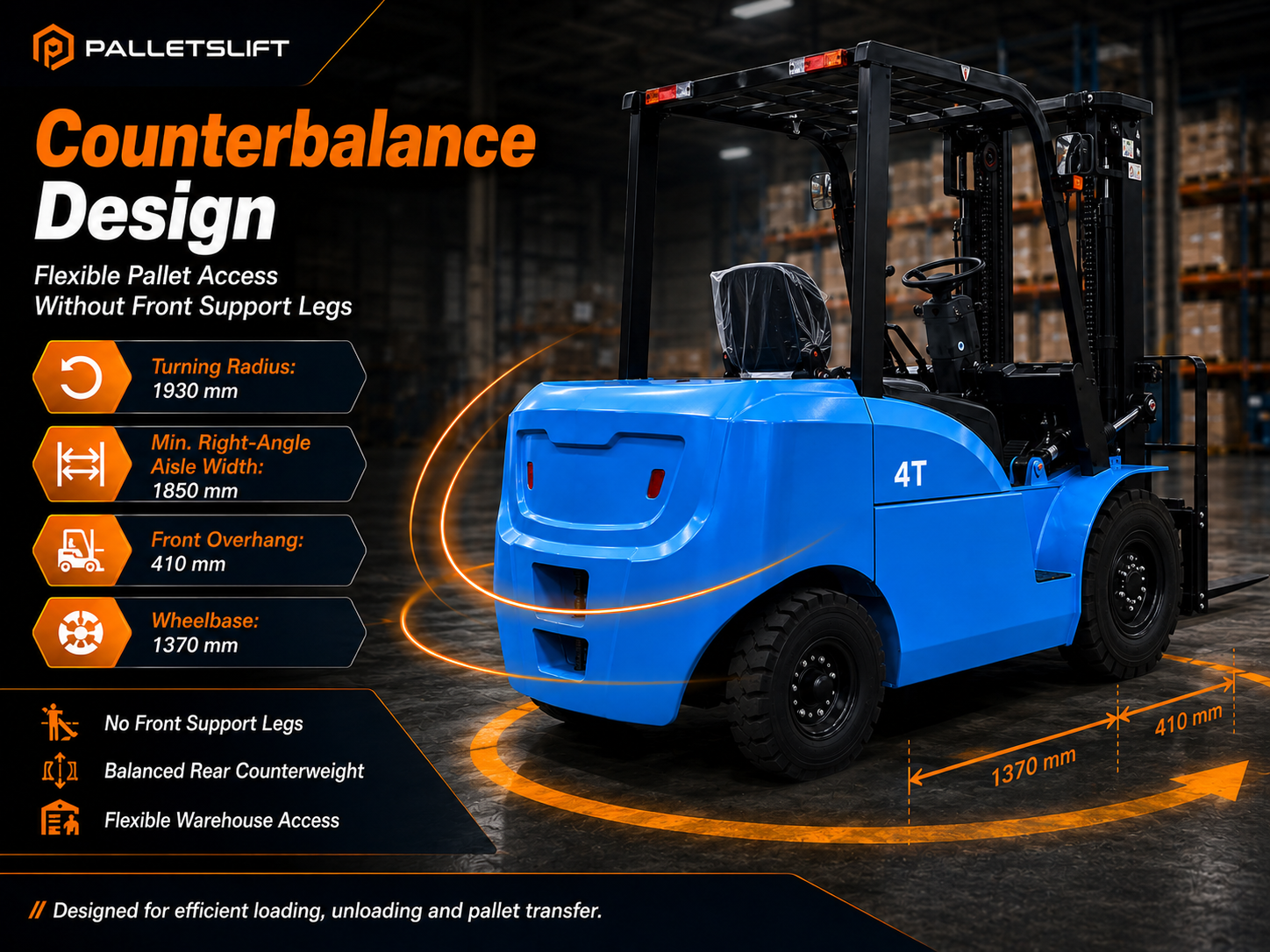Counterbalance Design 4 Ton Electric Forklift