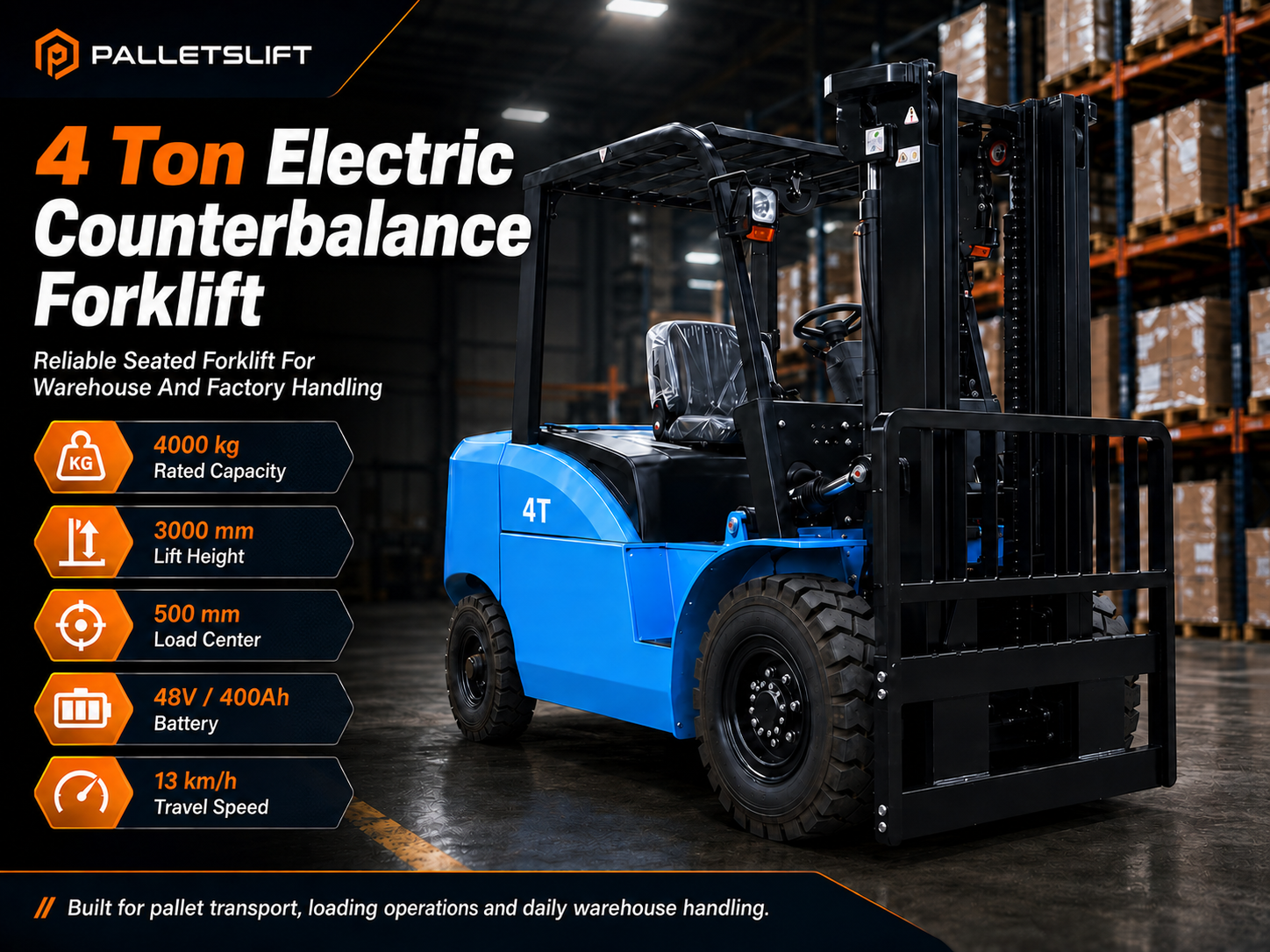 4 Ton Electric Counterbalance Forklift Main Features