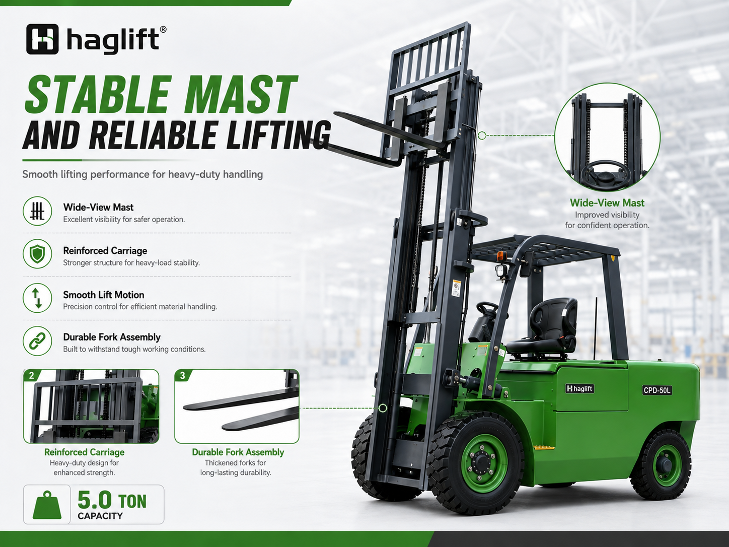 Stable mast and reliable lifting