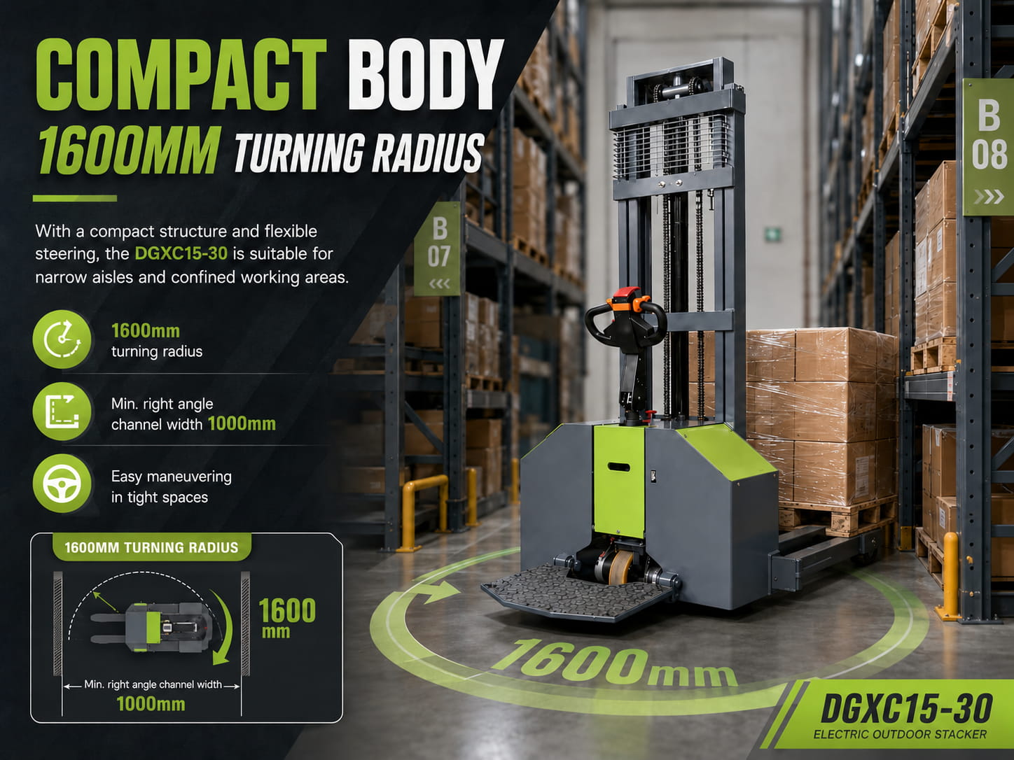 DGXC15-30 Compact Body 1600mm Turning Radius