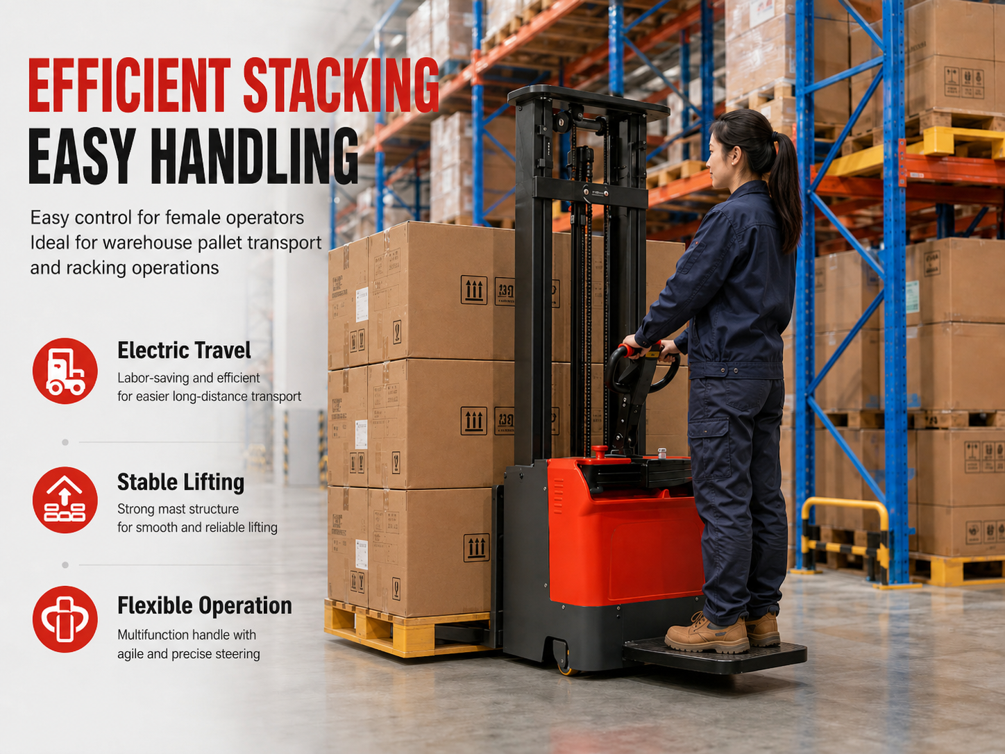 Electric Stacker Warehouse Operation