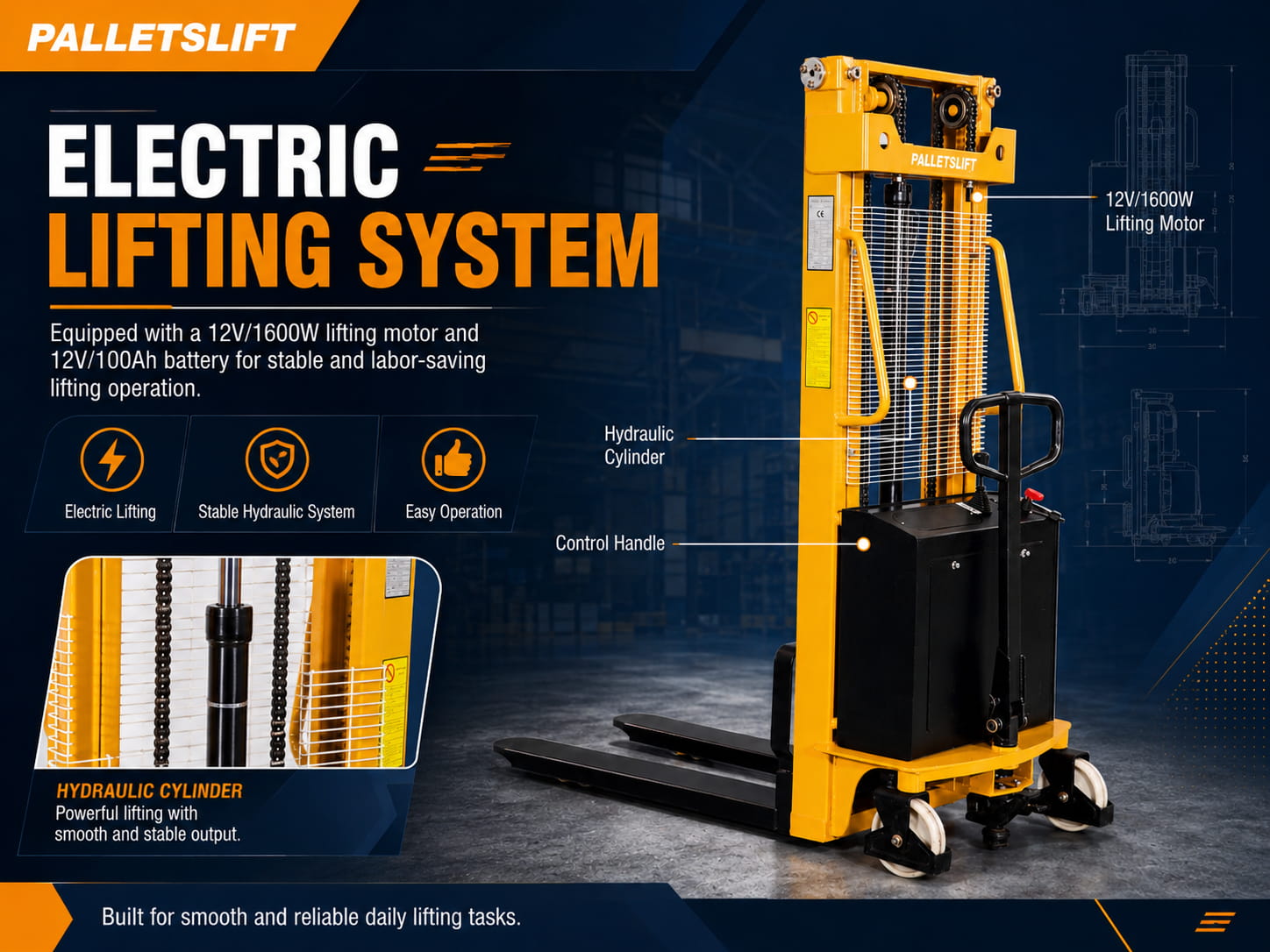 SEMI ELECTRIC PALLET STACKER Electric Lifting System