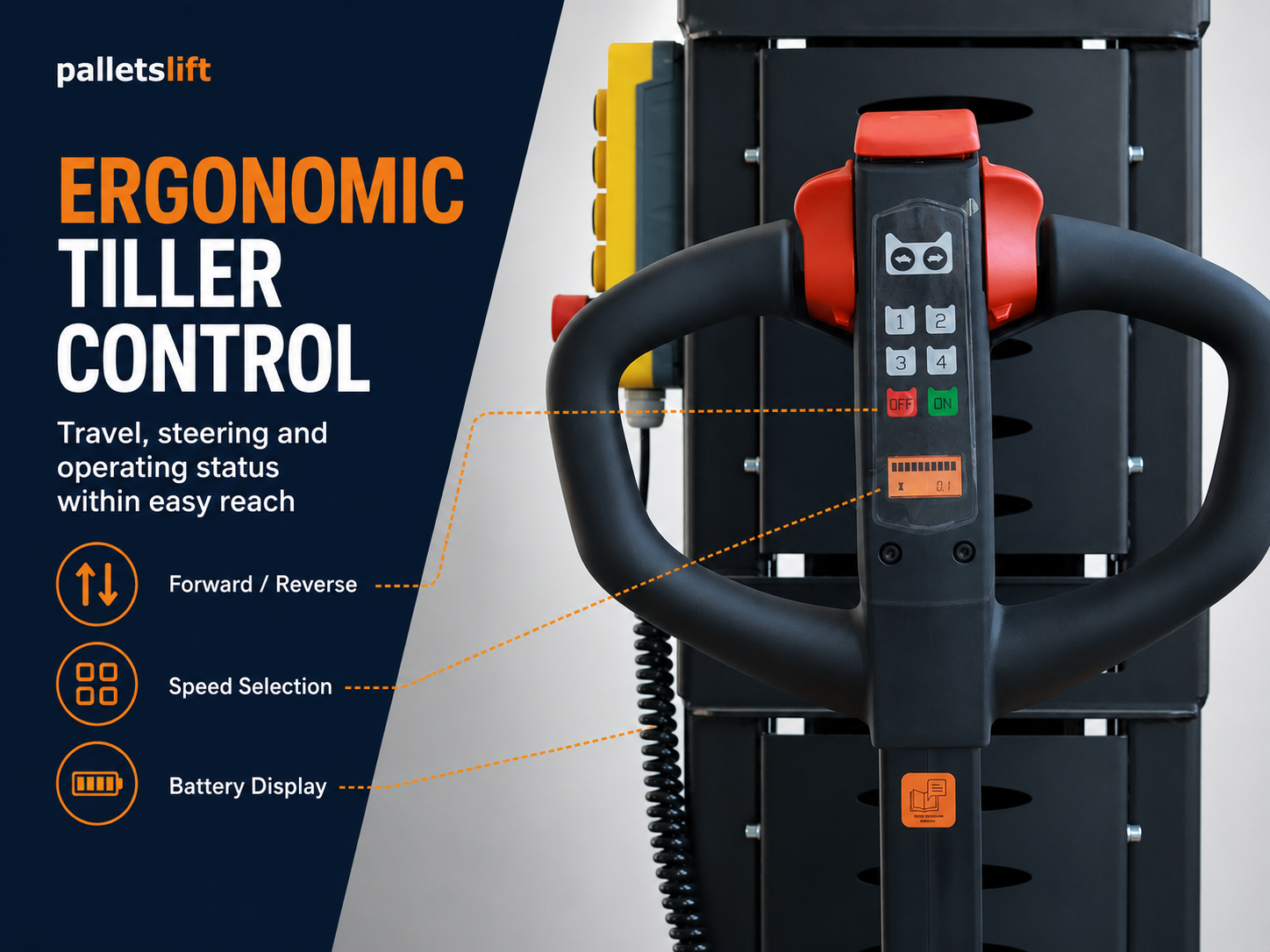 Self-Loading-Stacker Ergonomic electric tiller handle with battery display